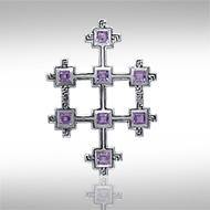 Book of Durrow Celtic Cross Silver Pendant TP3454 - Jewelry